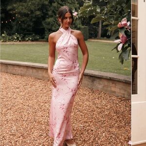 Pink Halter Maxi Gown